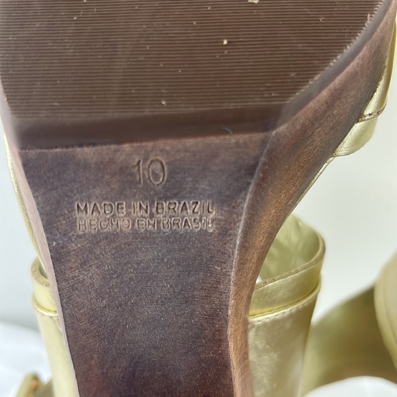 Steve Madden Metallic Gold Strappy Heeled Sandals - Picture 9 of 10